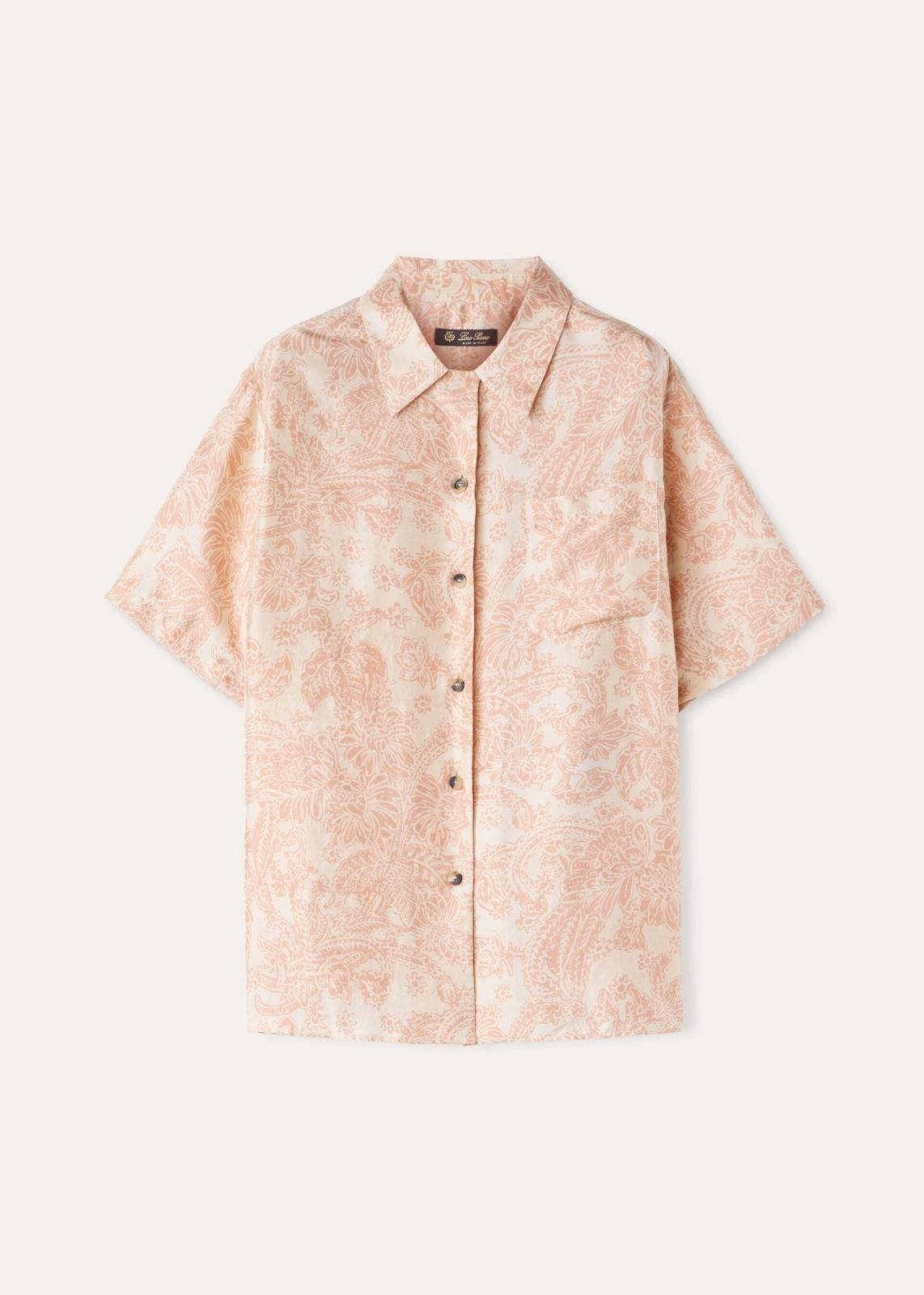 Loro Piana o1srvl11e0725 FAO0508 Silk Isoble Shirt in White/Pink Size S / US 4 / IT 40 - 1 Thumbnail