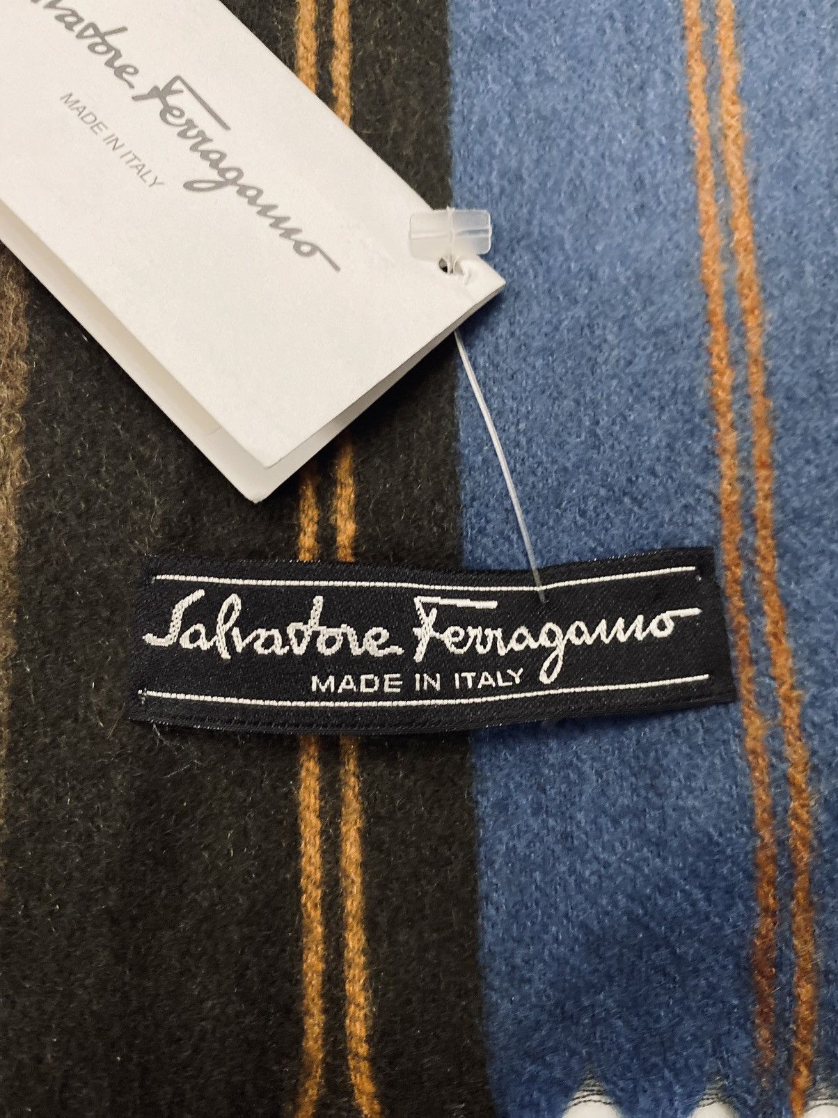Salvatore Ferragamo Ferragamo Multi-Color Stripe Cashmere Fringe Scarf Unisex NW Size ONE SIZE - 6 Thumbnail