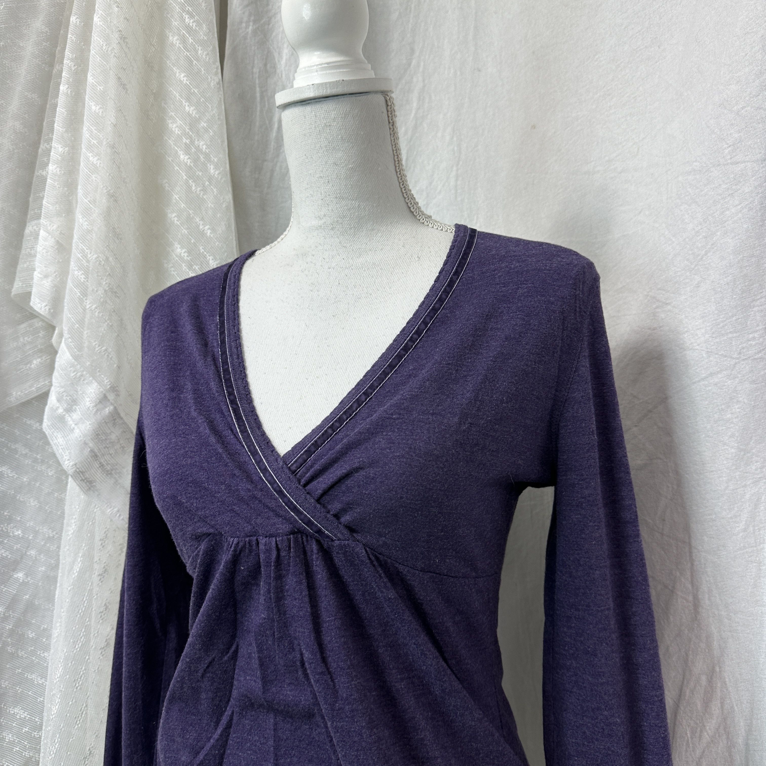 Vintage Vintage V-Neck Lilac Wrapped Longsleeve Blouse Y2K Size S / US 4 / IT 40 - 6 Thumbnail