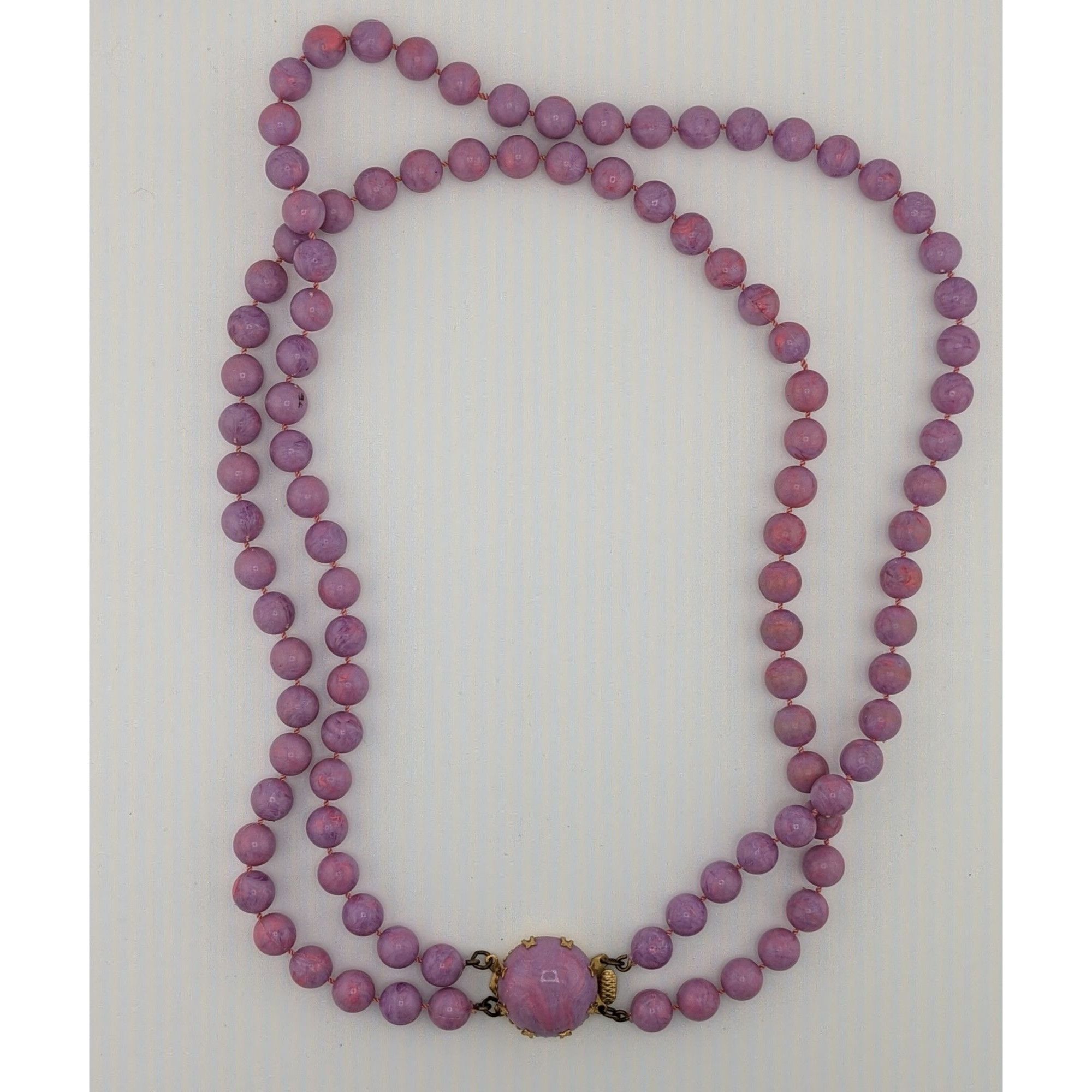 Other Vintage Midcentury Purple And Pink Swirl Layered Necklace Size ONE SIZE - 4 Thumbnail