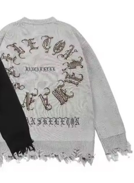 Other Retro Goth Graffiti Torn Jacquard Pullover Knit Sweater Size US L / EU 52-54 / 3 - 5 Thumbnail
