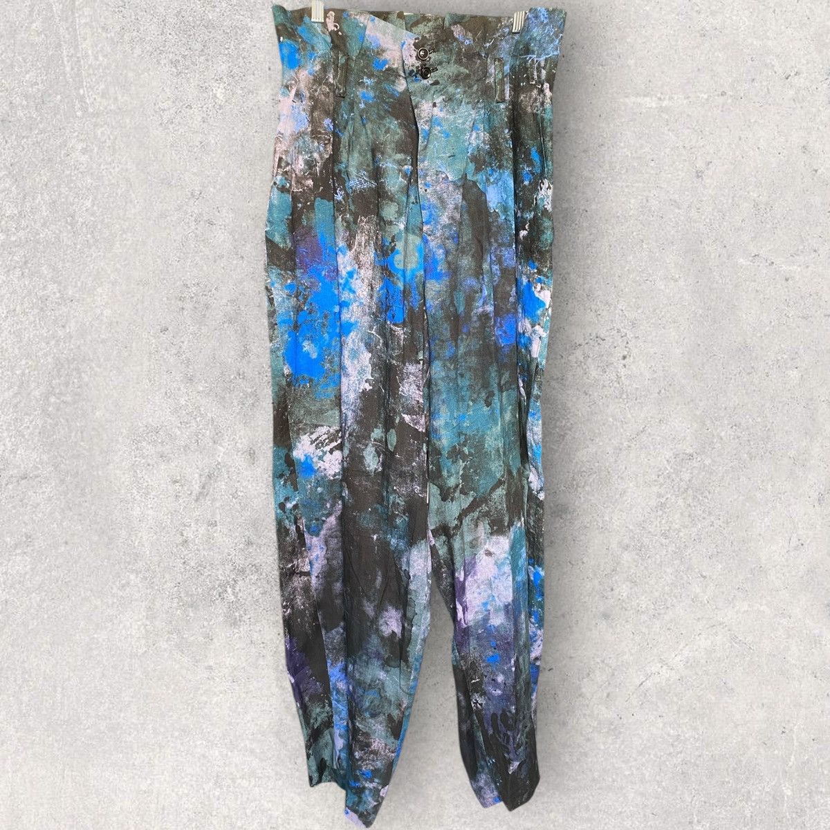 Yohji Yamamoto SS24 Lawn Linen Paint Print Highs Waist Pleats Trousers Size US 32 / EU 48 - 1 Thumbnail