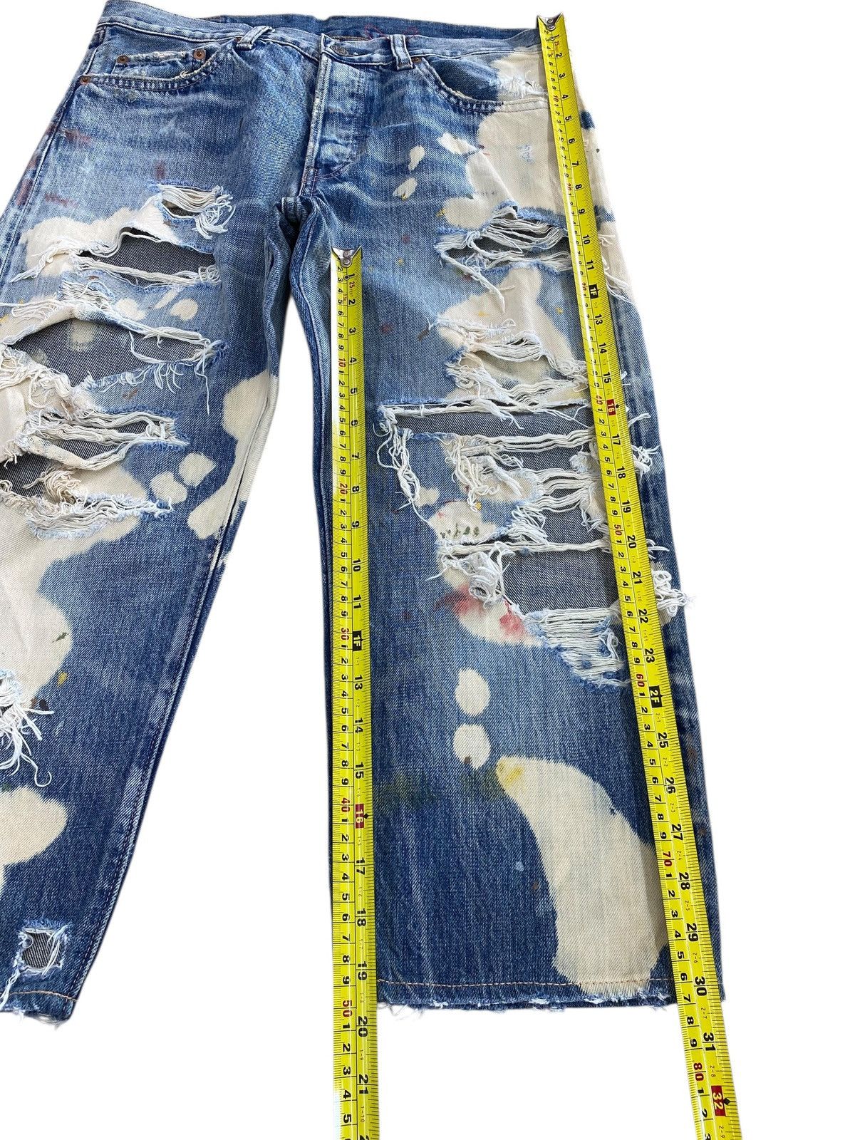 Japanese Brand Japanese Brand Heavy Ripped Artistic Bleach Wash Jeans Size US 32 / EU 48 - 6 Thumbnail