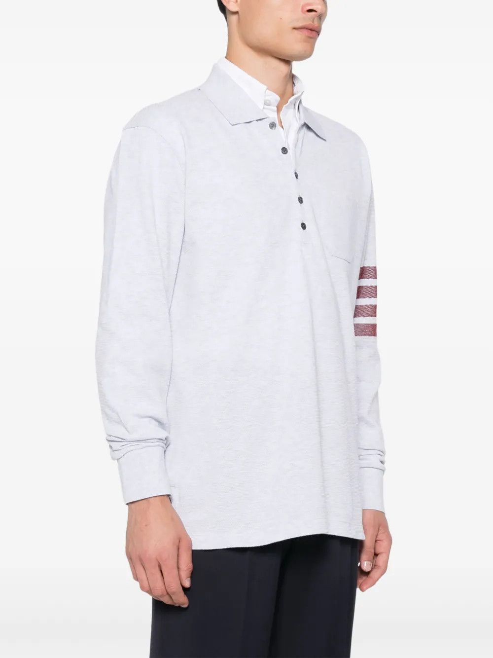 Thom Browne o1h1sh10525 Long Sleeve Polo in Grey Size US XL / EU 56 / 4 - 2 Thumbnail