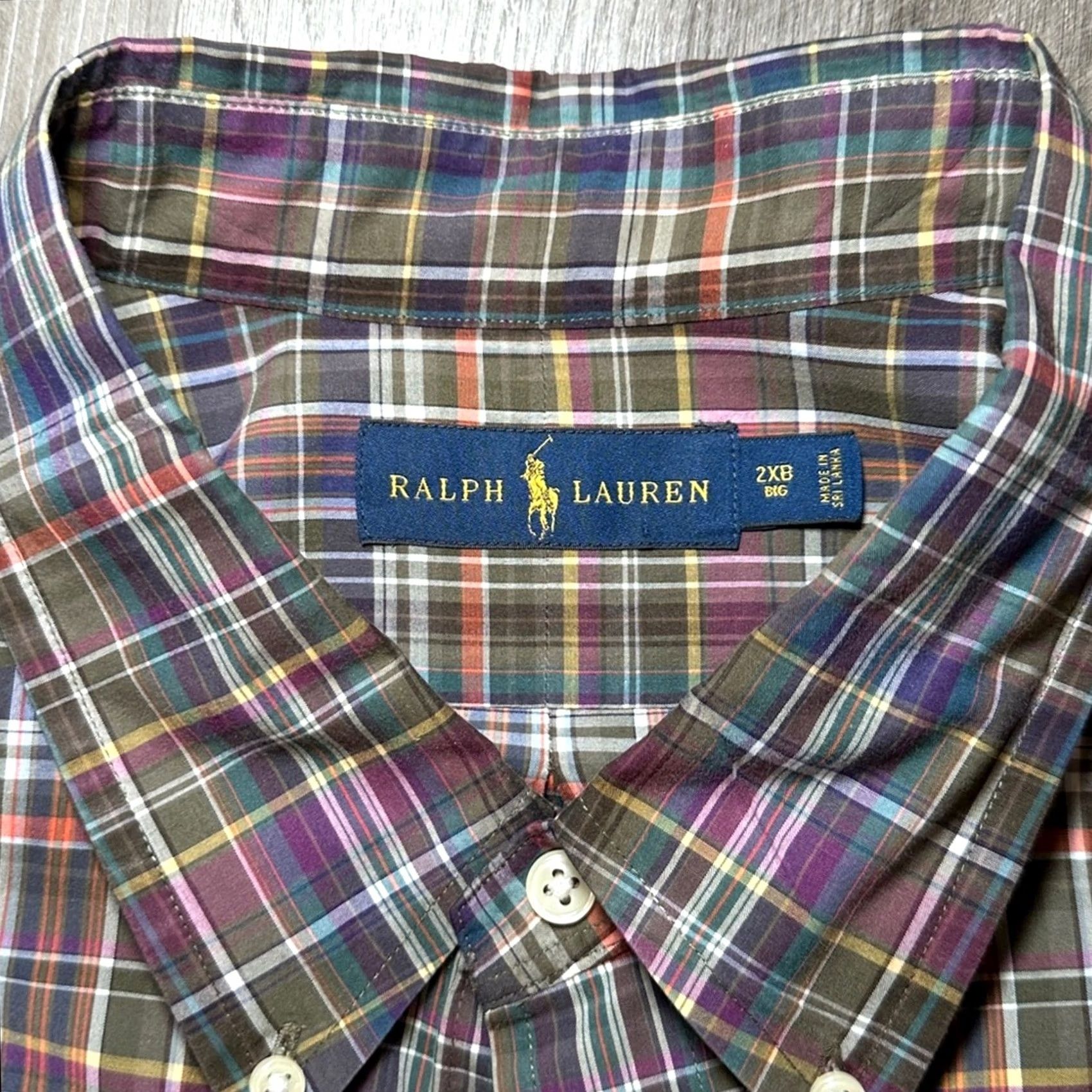 Ralph Lauren Ralph Lauren Plaid Long Sleeve Button Down - 2XB Men Big & Tall Shirt Men 2XB Olive Green Plaid Size US XXL / EU 58 / 5 - 6 Thumbnail