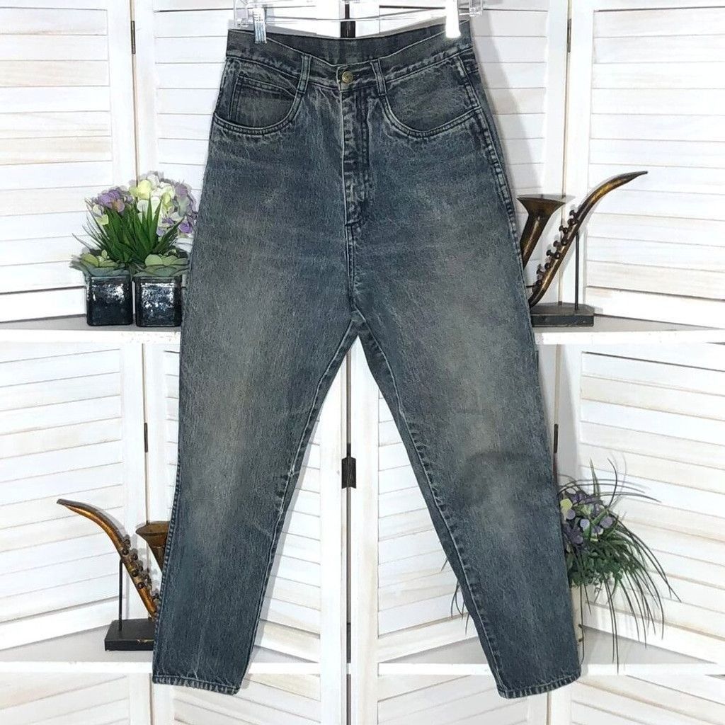 Vintage Y2K cotton jeans high waist wide legs acid wash dark blue 10 Size 32" / US 10 / IT 46 - 1 Thumbnail