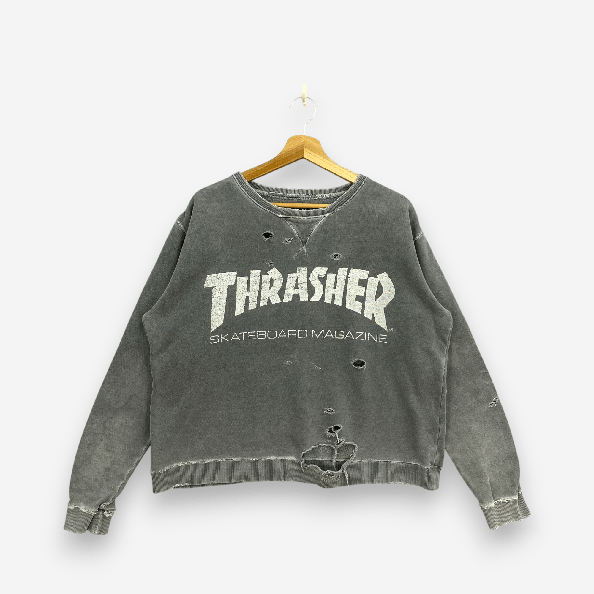 Thrasher Vintage Y2K Destroyed Thrasher Skateboard Magazine Sweater Size US L / EU 52-54 / 3 - 1 Thumbnail