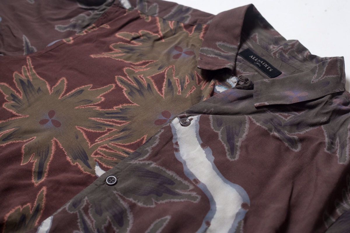 Allsaints ALL SAINTS Brown Camo Short Sleeve Zapata Viscose Shirt Size US L / EU 52-54 / 3 - 5 Thumbnail
