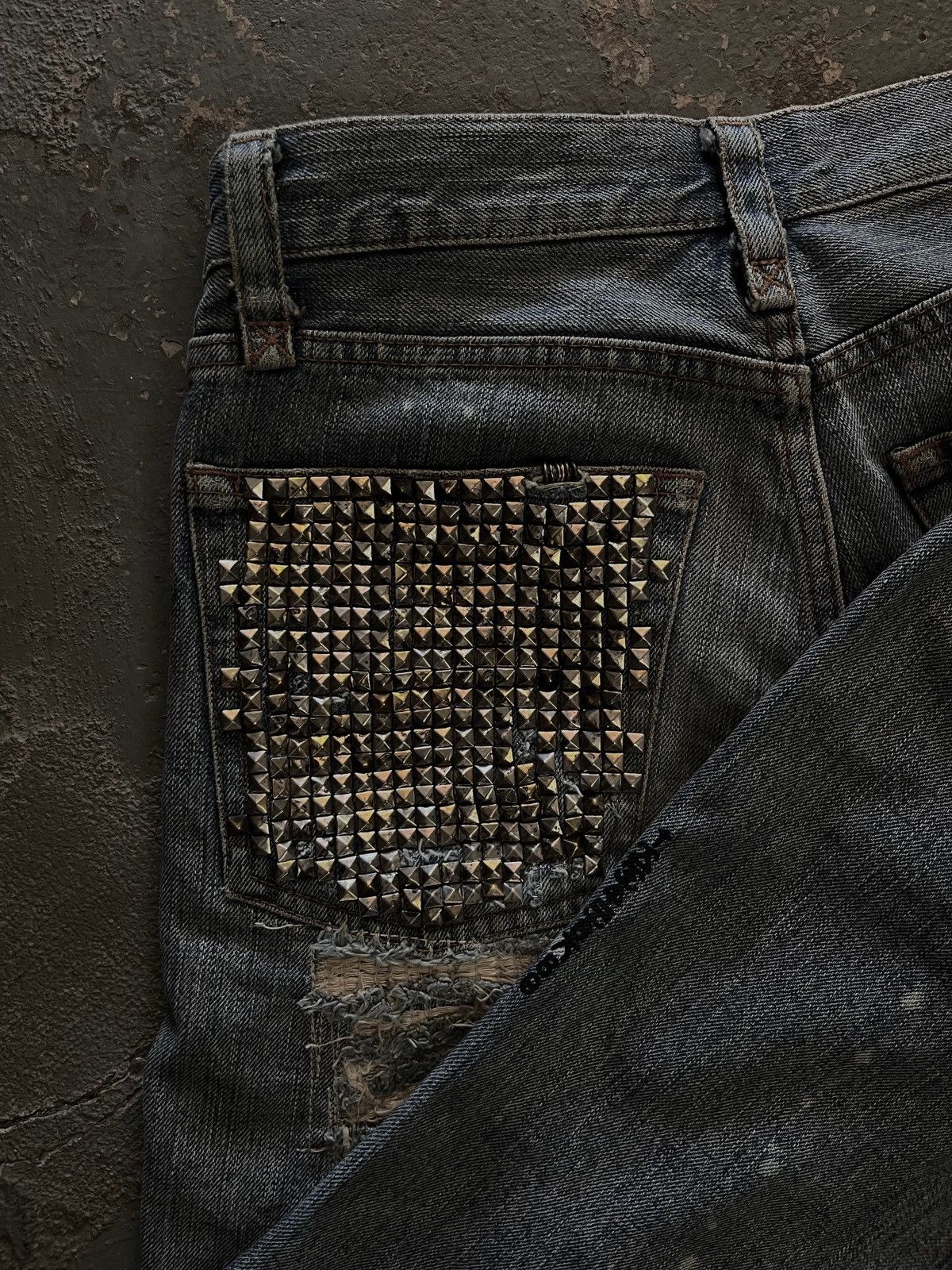 If Six Was Nine ifsixwasnine Studded Lace Up Mud Max Flared Jeans