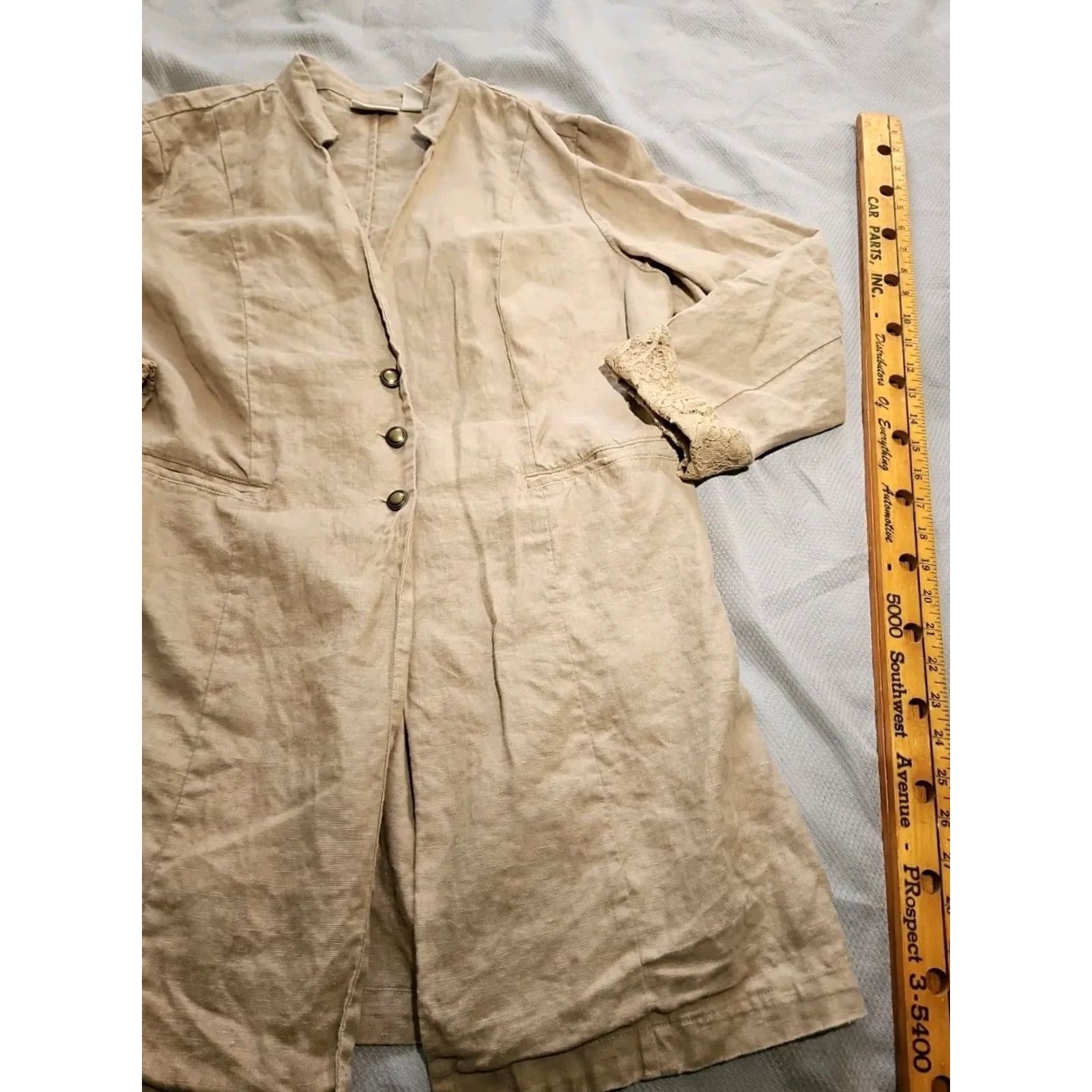 Vintage Chico's Womens Blazer Size 2 100% Linen Beige Tan Button Jacket Minimalist Top, Regular, (Jacket) Mens Womens Girls Boys Size XS / US 0-2 / IT 36-38 - 4 Thumbnail
