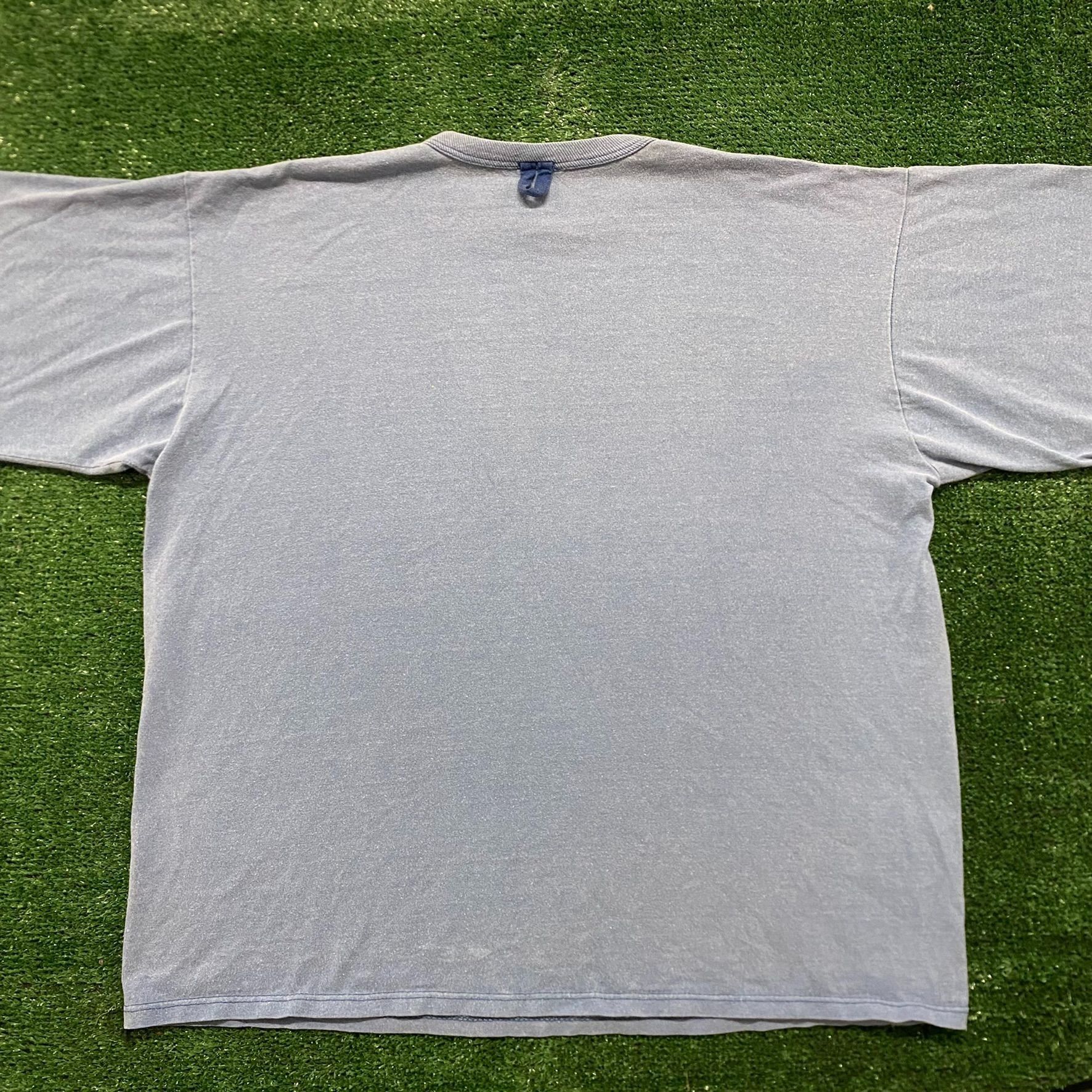 Vintage Vintage 80s Single Stitch T-Shirt Faded Blue Athletic Size US XL / EU 56 / 4 - 5 Thumbnail
