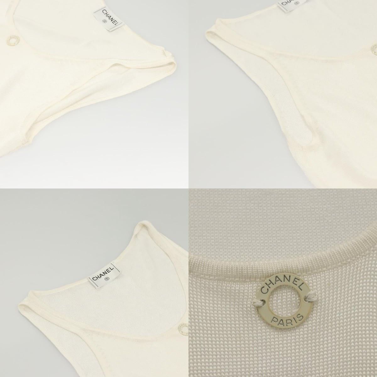 Chanel Chanel Knitted Fabrics Tank Top Polyester White CC Size M / US 6-8 / IT 42-44 - 4 Thumbnail