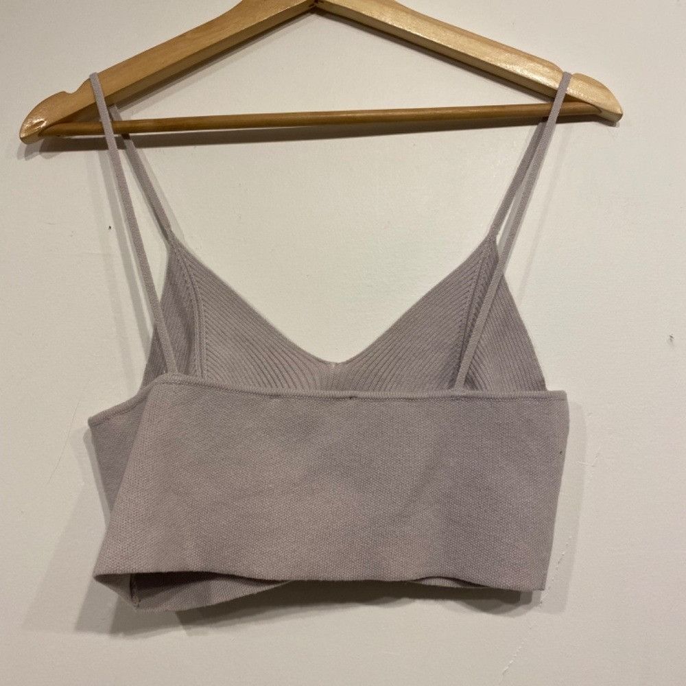 Lulus Lulus V-Neck Cropped Sweater Bra Top Size M / US 6-8 / IT 42-44 - 2 Thumbnail