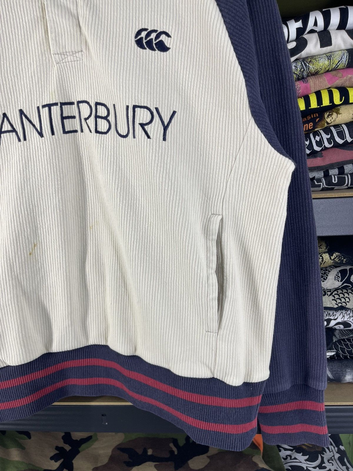 Canterbury of New Zealand Vintage 90's Canterbury Rugby Corduroy Red Trim Sweatshirt Size US M / EU 48-50 / 2 - 3 Thumbnail