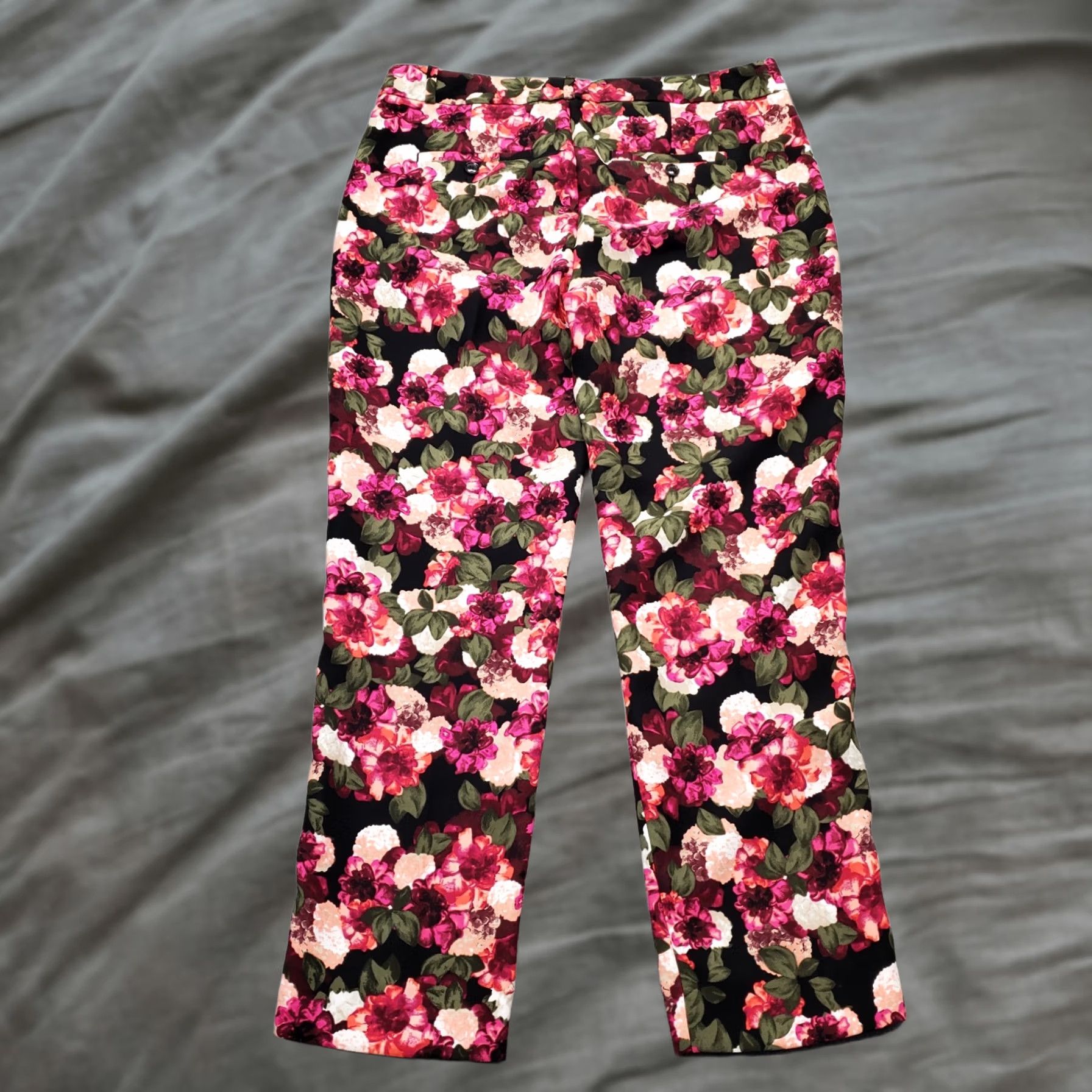 Banana Republic Banana Republic Avery Pants Womens 4 Multi Floral Boho Slash Pocket Straight Leg Pants Womens Size 4 Multicolor Floral Size 27" / US 4 / IT 40 - 1 Thumbnail
