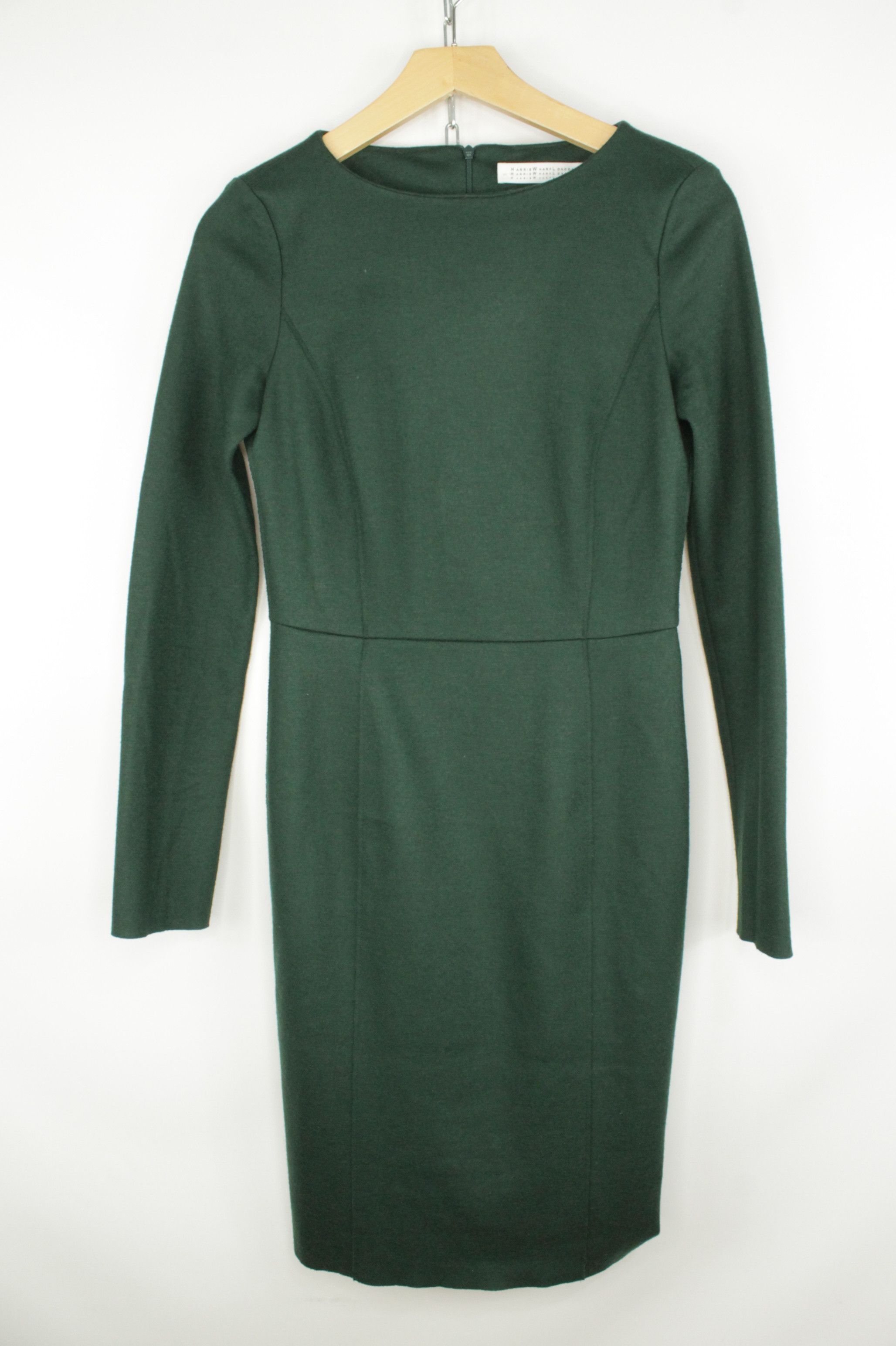 Harris Wharf London Knitted Green Wool Sheath Dress