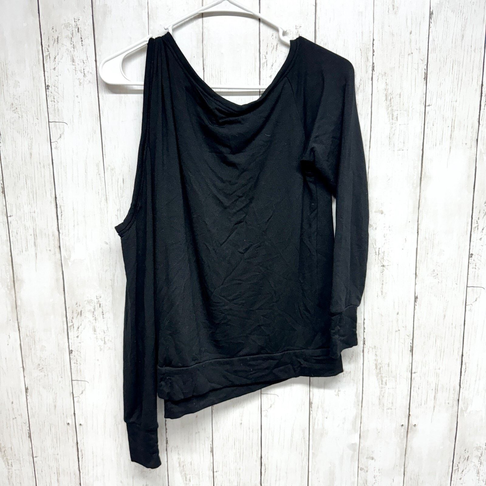 ELAN Elan Sweater SM One Shoulder Cutout Top Black Long Sleeve Size S / US 4 / IT 40 - 5 Thumbnail
