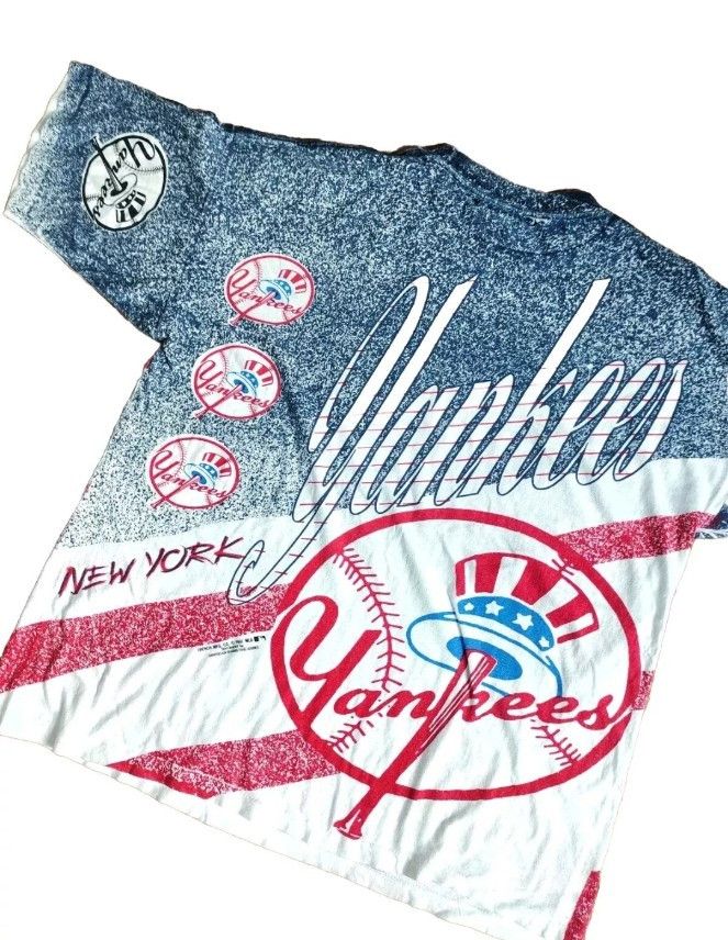 Rare Vintage New York Yankees All over print 1991 T-Shirt