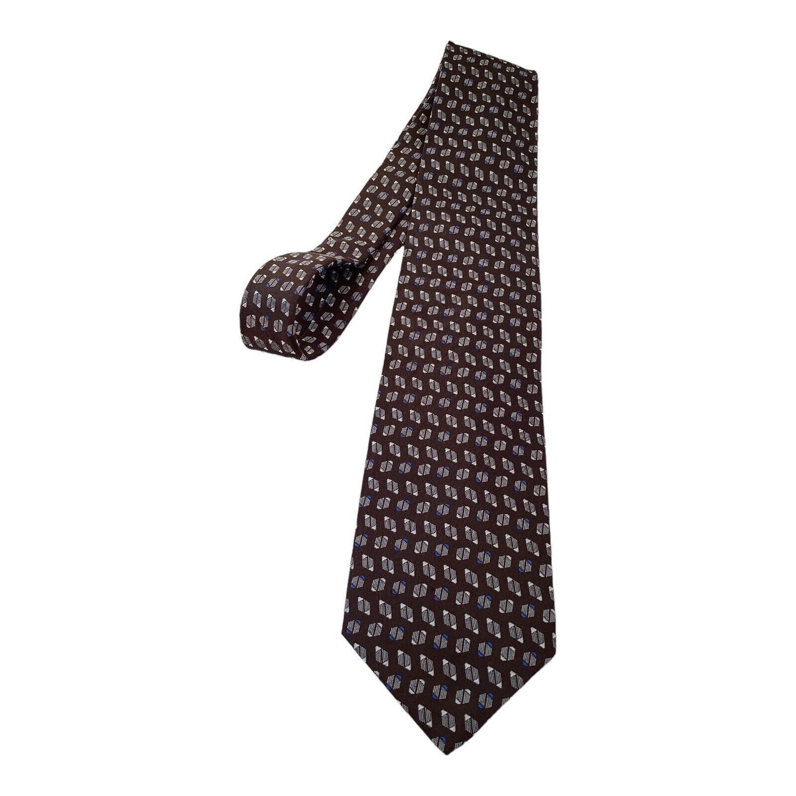 Ralph Lauren LAUREN RALPH LAUREN Brown Geometric Luxury Silk Tie Made In Size ONE SIZE - 6 Thumbnail