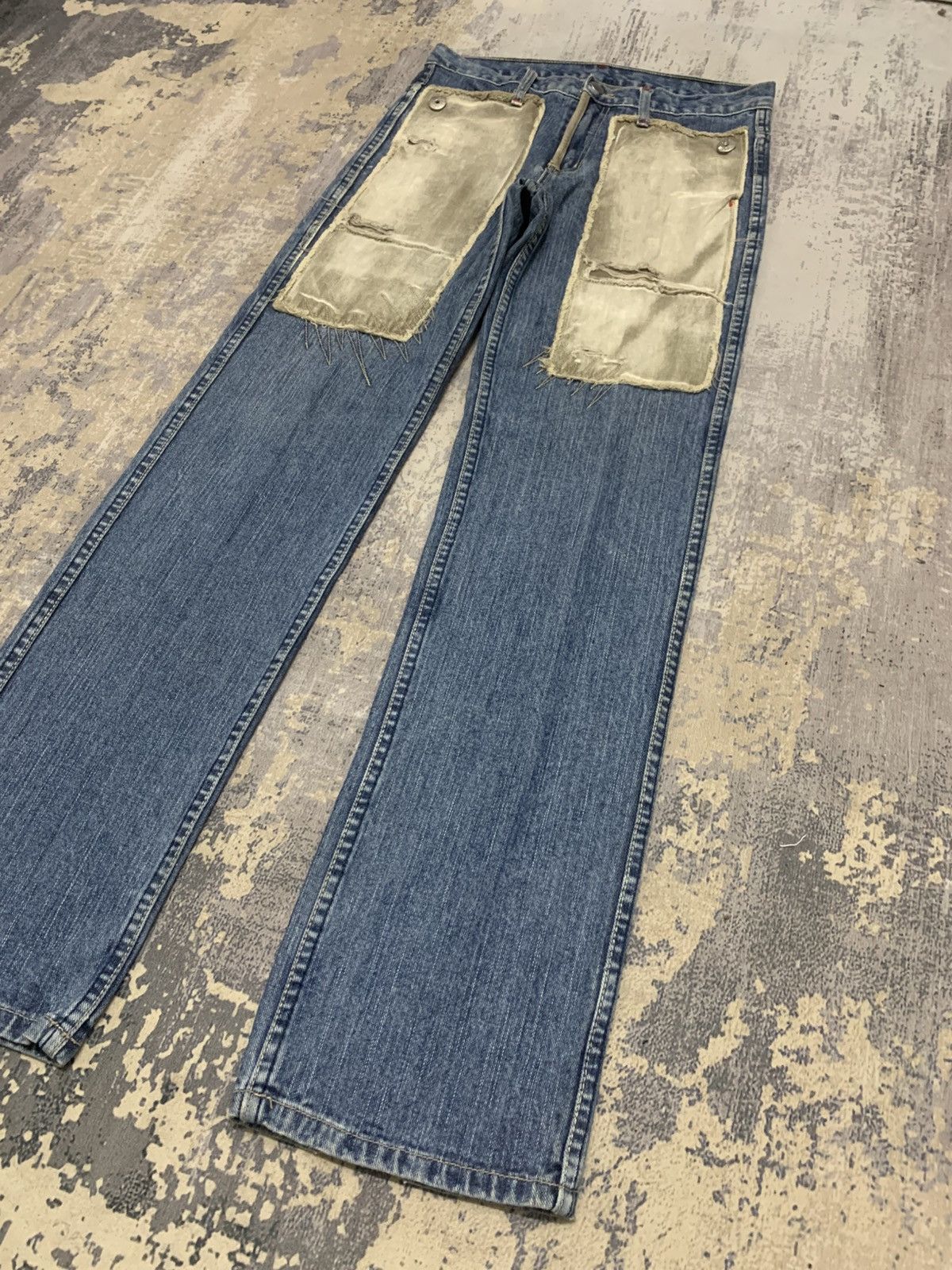 If Six Was Nine VINTAGE TOUGH JEANSMITH PATCHWORK DISTRESSED DENIM Size US 31 - 5 Thumbnail