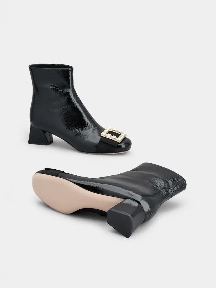 Roger Vivier o1s22i1n0824 Tres Patent Leather Boots in Black Size US 10 / IT 40 - 6 Thumbnail