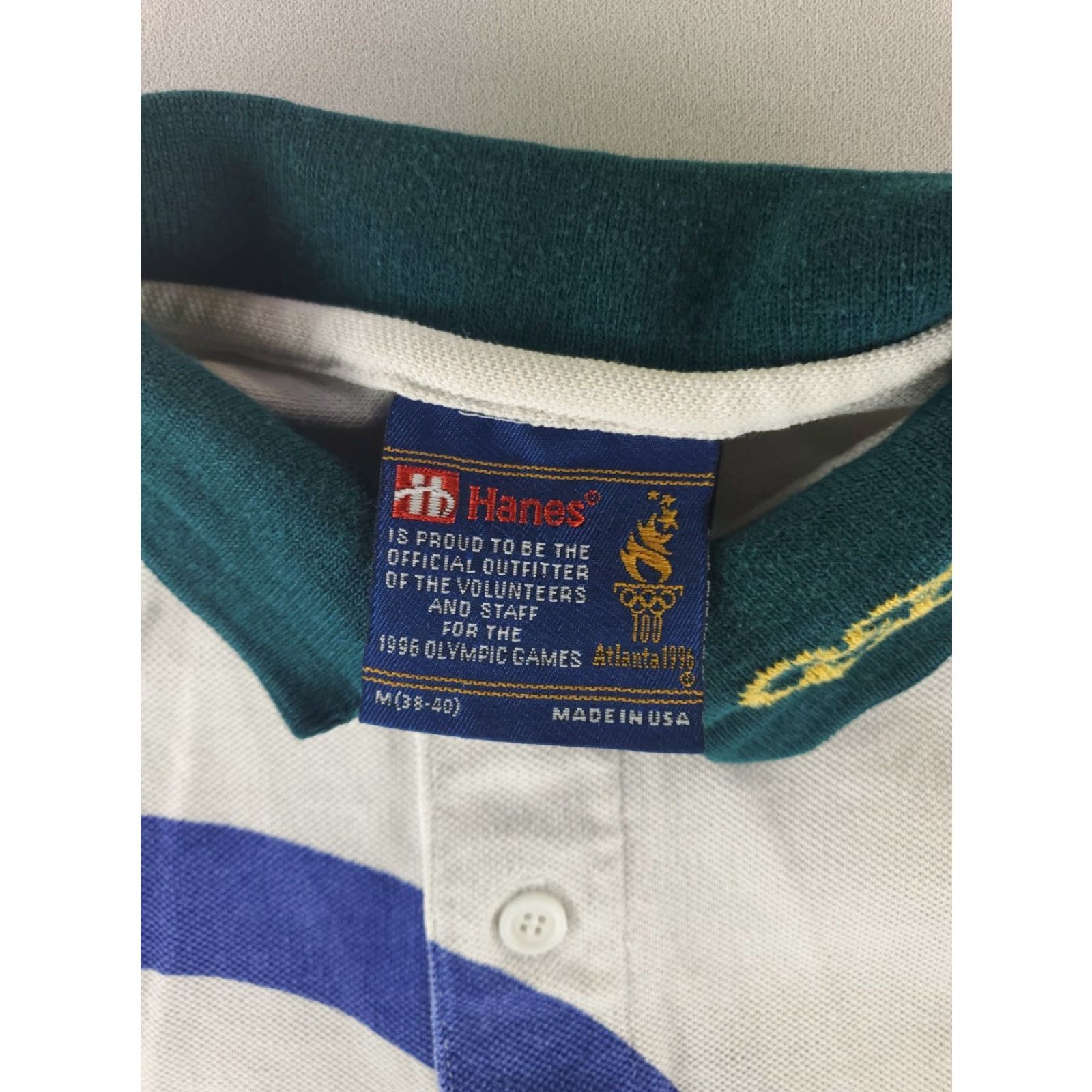 Hanes VINTAGE Hanes 1996 Atlanta Olympics Polo Shirt AOP White Green Blue Mens M Size US M / EU 48-50 / 2 - 4 Thumbnail