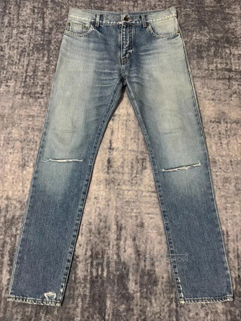 Saint Laurent Paris Saint Laurent Paris Cat Claw Light Blue Destroyed Slashed Size US 30 / EU 46 - 1 Thumbnail
