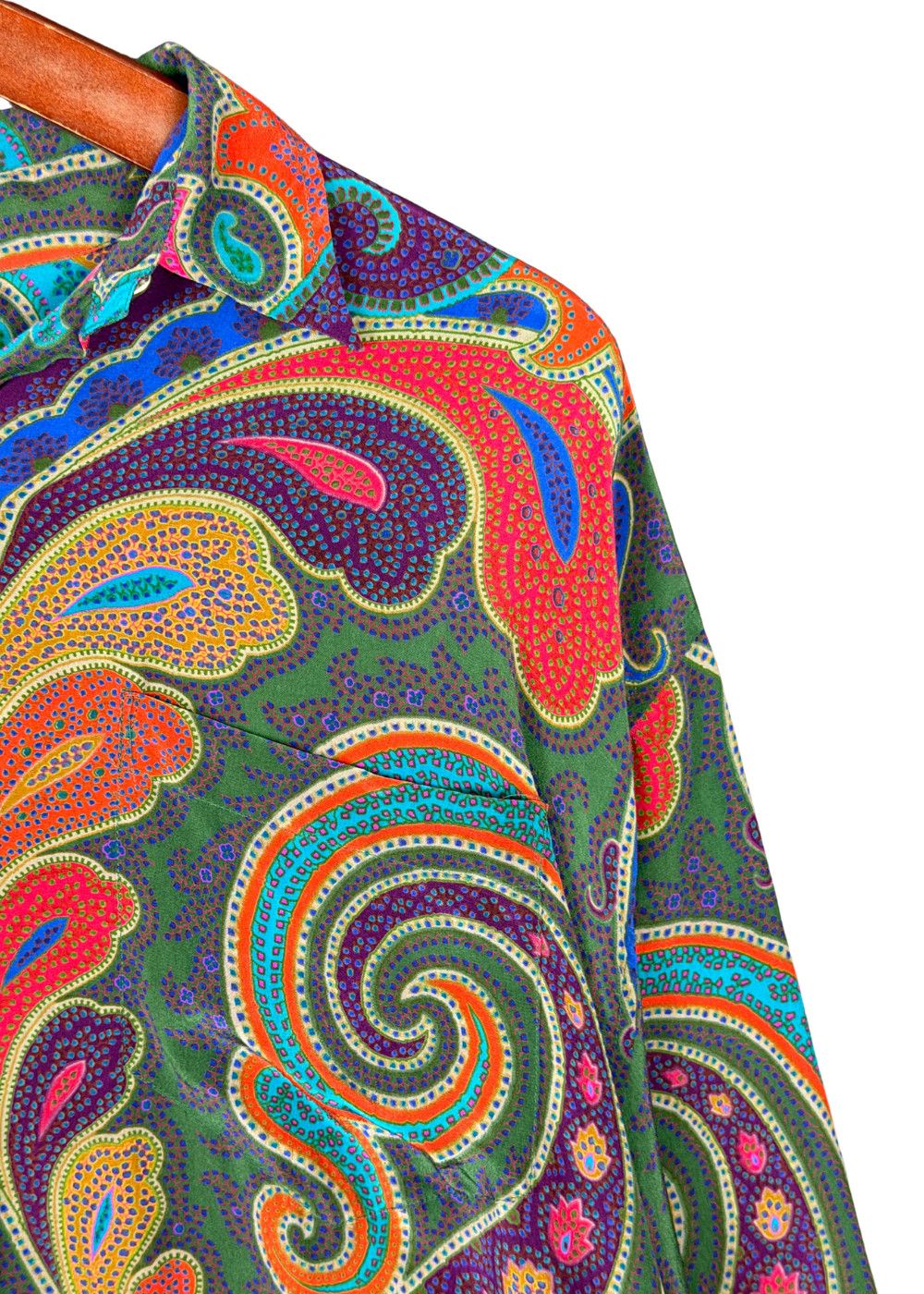 1980s Vintage RL "Purple Tag" Silk Paisley Shirt Made in HK image 10