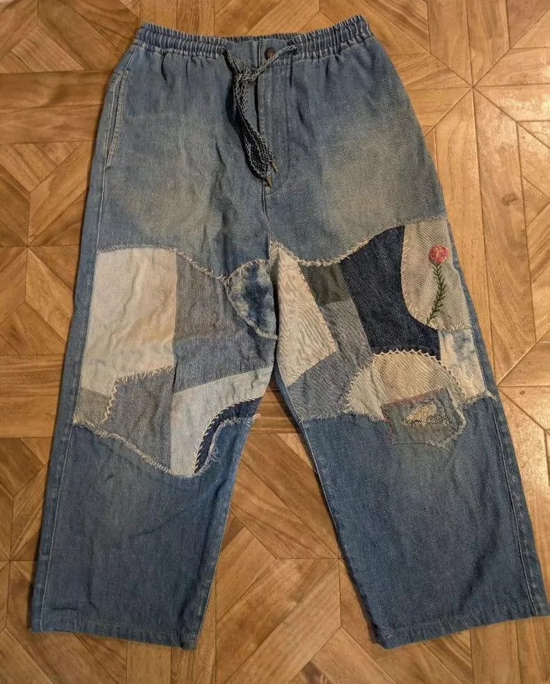 Kapital Vintage Patchwork Denim Pants with Distressed Look Size US 34 / EU 50 - 1 Thumbnail