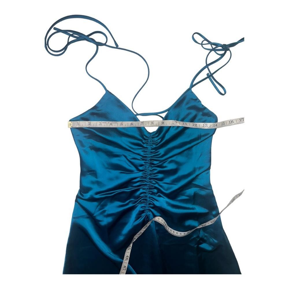 Designer Jason Wu l NWT Teal Satin Midi Dress Small Size S / US 4 / IT 40 - 4 Thumbnail