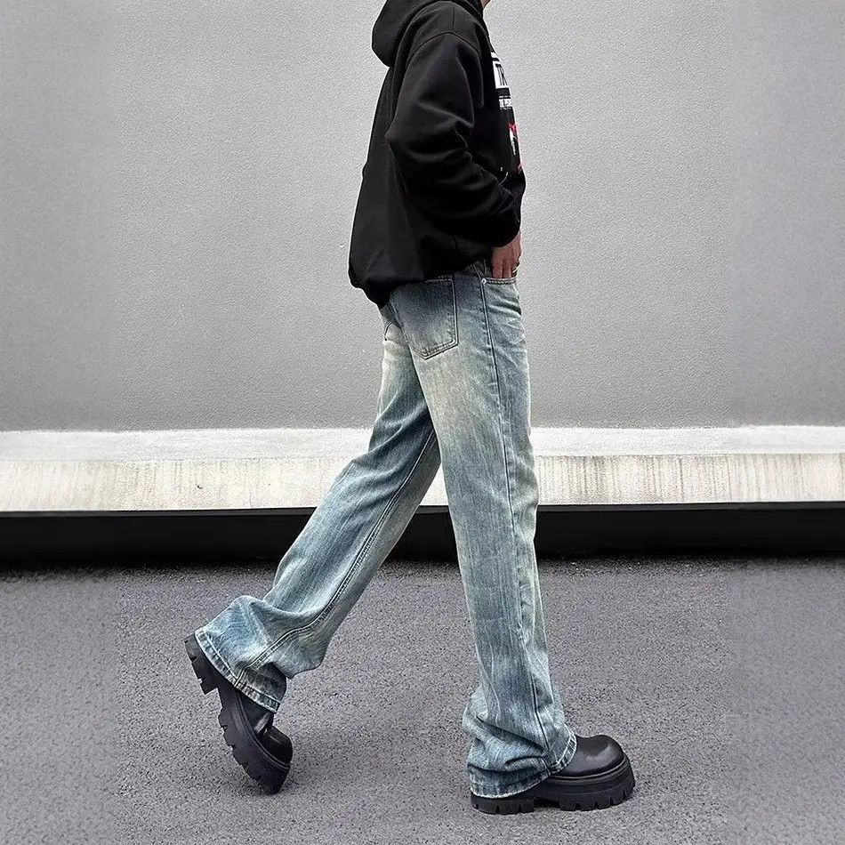 Japanese Brand Retro loose cat whisker slightly flared jeans Size US 30 / EU 46 - 4 Thumbnail