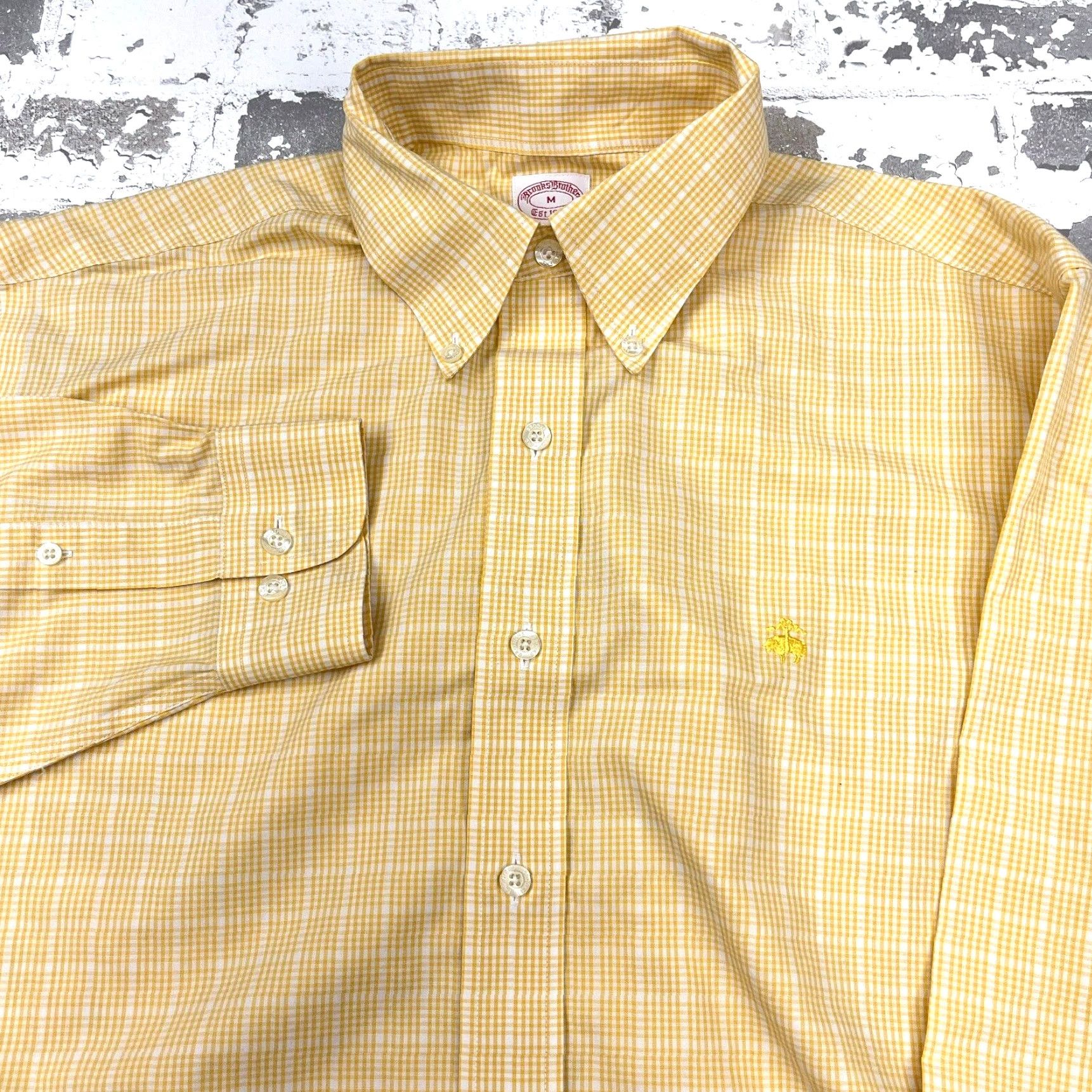 Brooks Brothers VINTAGE Brooks Brothers Shirt Men Medium Yellow Plaid Button-Up Dress Casual Modern Size 40R - 2 Thumbnail