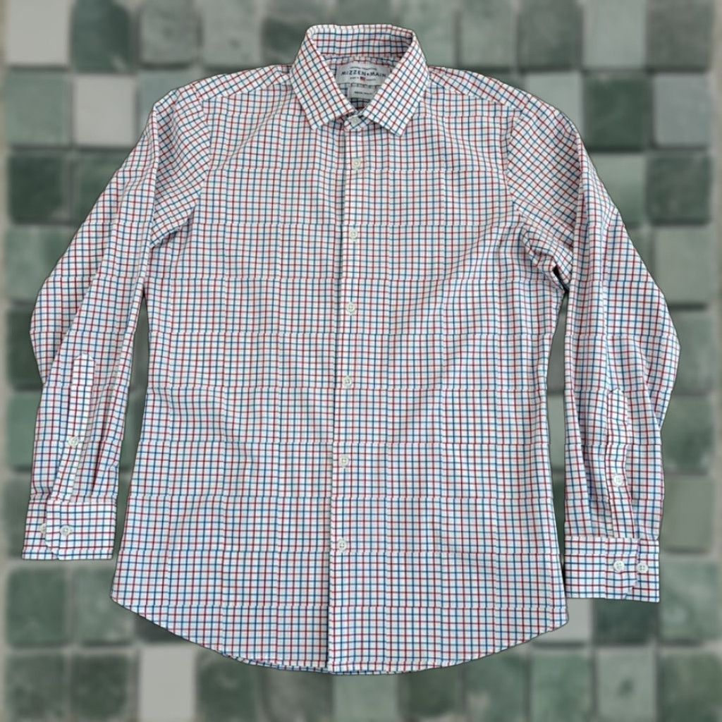 Mizzen+Main Mizzen+Main Leeward Performance Trim Fit Shirt Red White Blue Plaid Men M Size US M / EU 48-50 / 2 - 1 Thumbnail