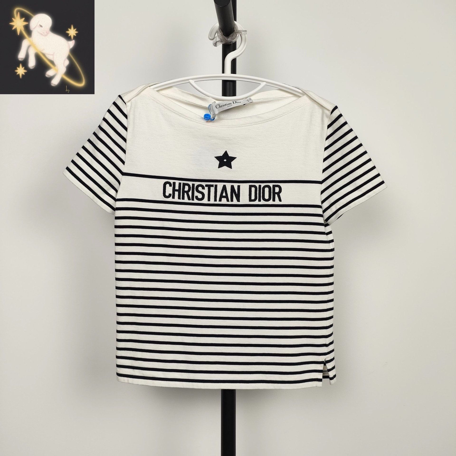 Dior Dior Cotton Striped Black T-Shirt XS Women Size XS / US 0-2 / IT 36-38 - 1 Thumbnail