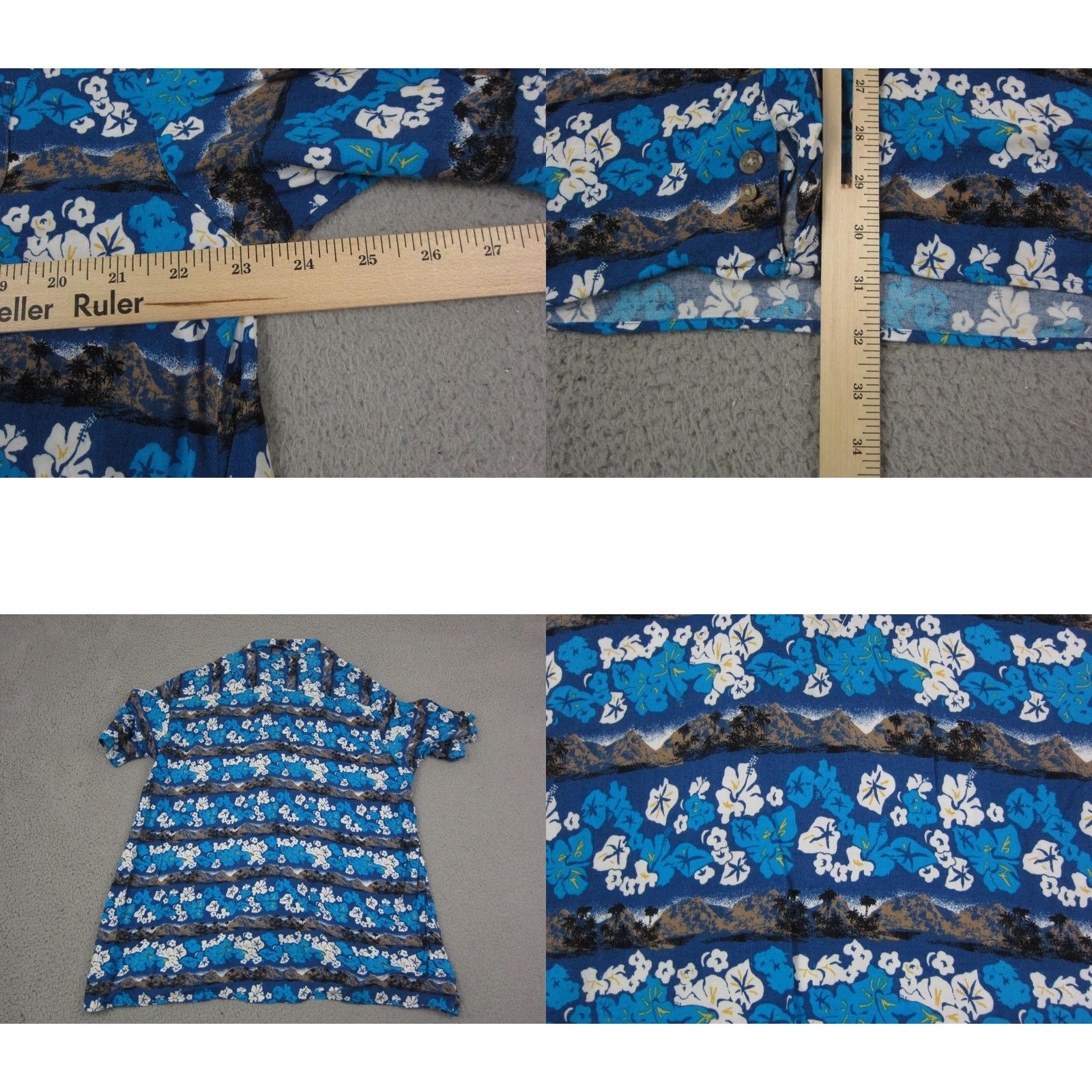 Vintage Town Craft Shirt Mens Large Blue Hawaiian Floral Button Up 90s Camp Casual Shirt Size US L / EU 52-54 / 3 - 8 Thumbnail