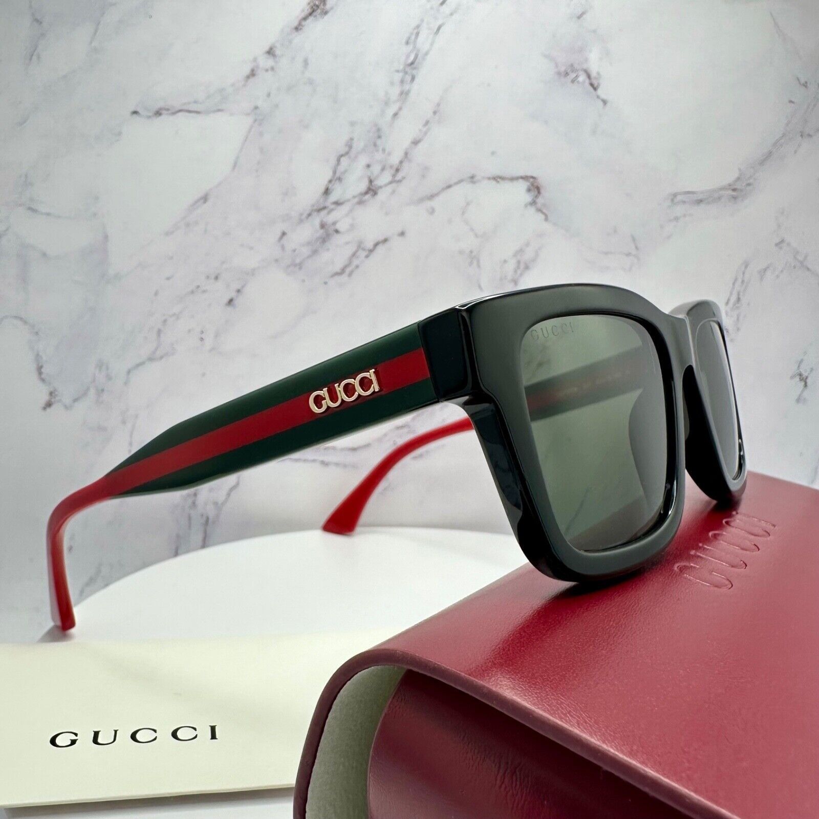 Gucci New GUCCI Sunglasses Black Gold 3D Metal Logo Square Size ONE SIZE - 12 Thumbnail