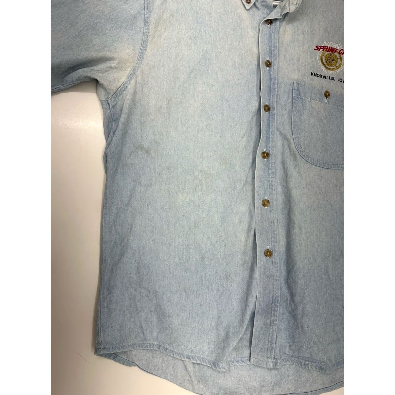 Vintage Three Rivers Mens Shirt Medium Short Sleeve Button-Up Denim Plaid 80s 90s Cars Hall of Fame Mens Regular Slim? Size US M / EU 48-50 / 2 - 3 Thumbnail