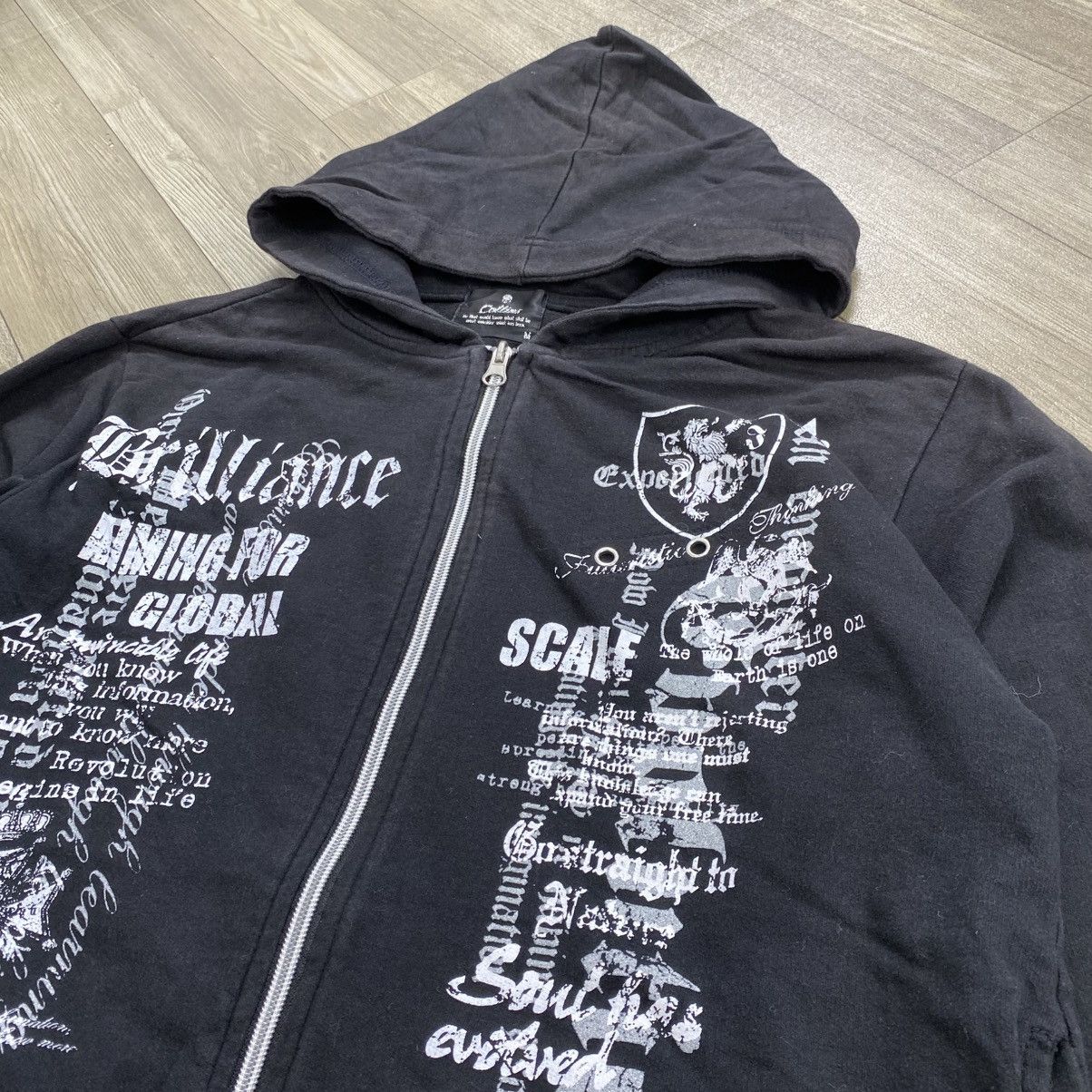 14th Addiction 2000s Collins Skulls Poem Cross Grunge Punk Style Zip Hoodie Size US M / EU 48-50 / 2 - 5 Thumbnail