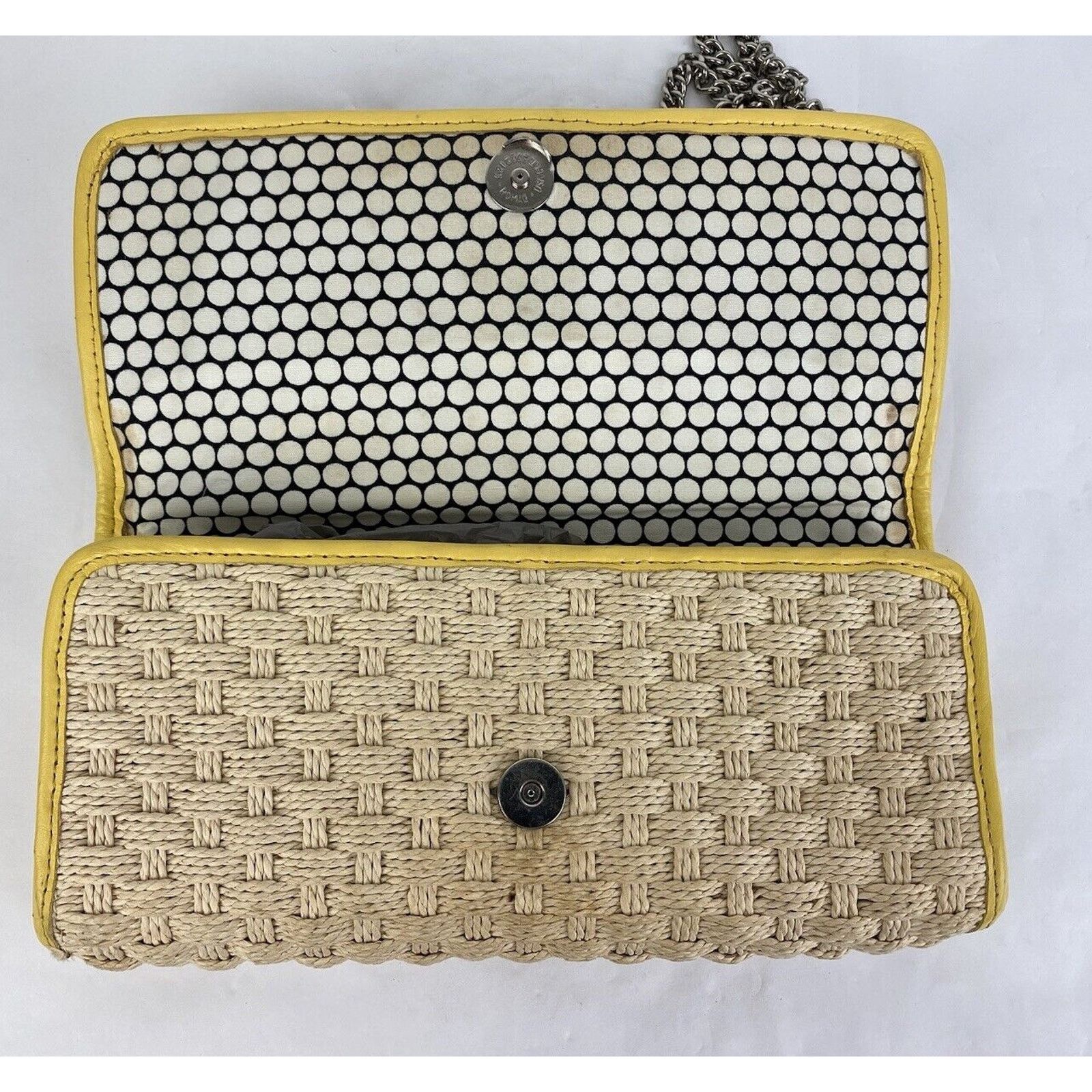 Brighton VTG BRIGHTON Straw Bag Yellow Leather Lined Purse Raffia Size ONE SIZE - 11 Thumbnail