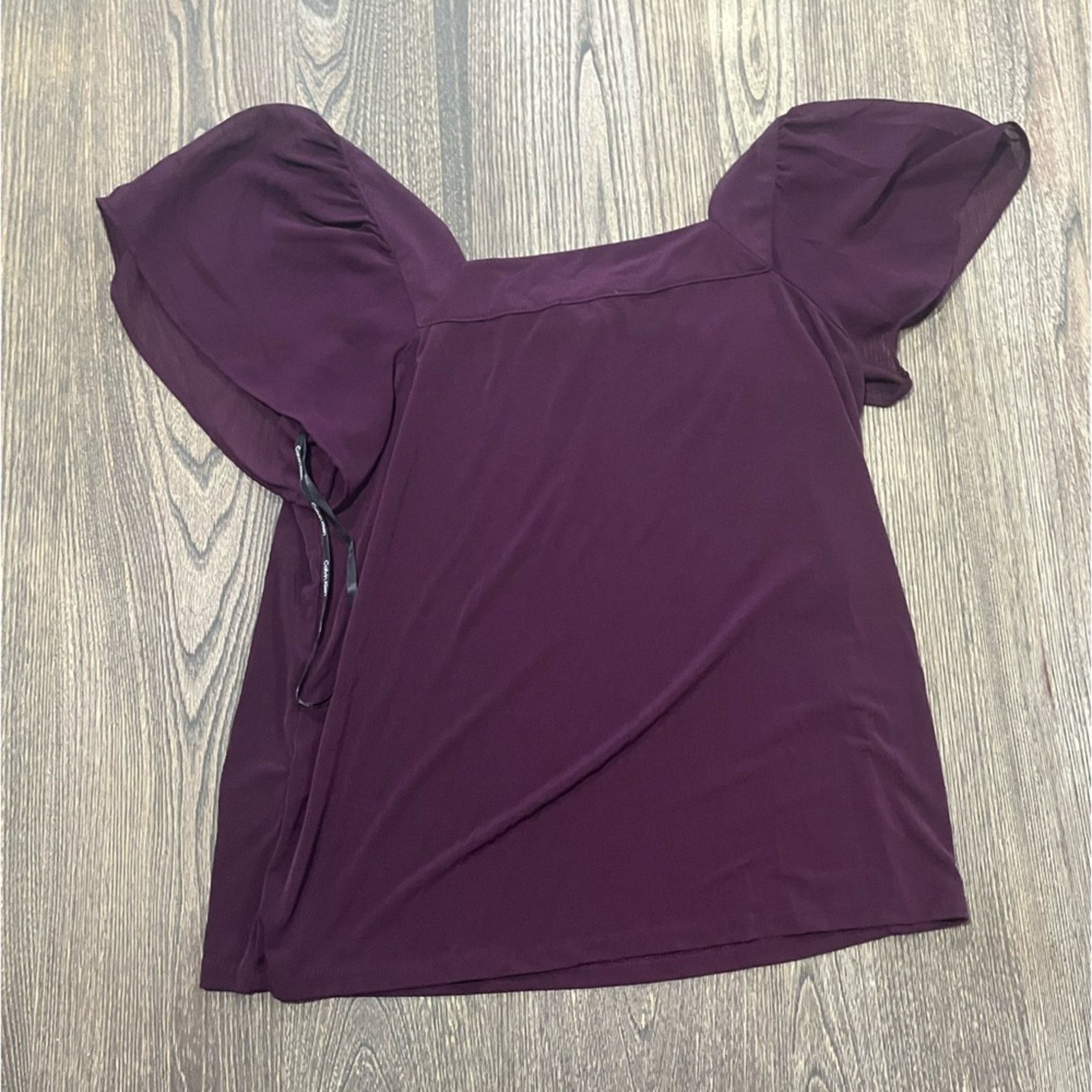 Calvin Klein Calvin Klein Womens Blouse Short Puff Sleeve Square Neck S Size S / US 4 / IT 40 - 5 Thumbnail