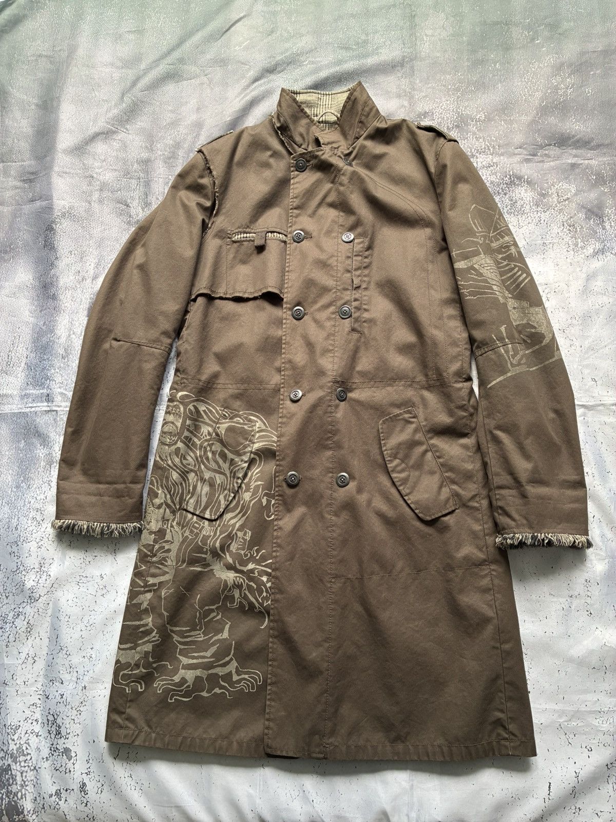 Marithe + Francois Girbaud Archive Double-Breasted Graphic Military Coat Size US L / EU 52-54 / 3 - 1 Thumbnail