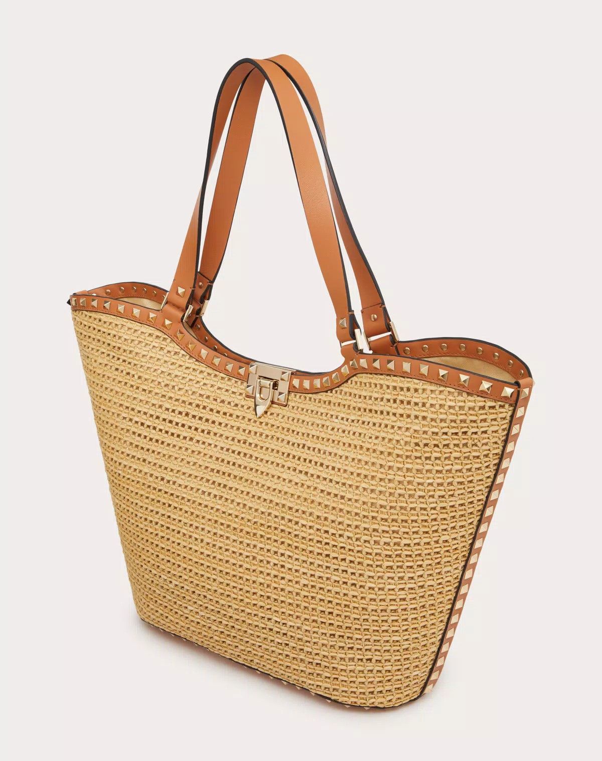 Valentino o1s1wg110625 Size: OS/Rockstud Woven Sopping Bag in Beige Size ONE SIZE - 5 Thumbnail