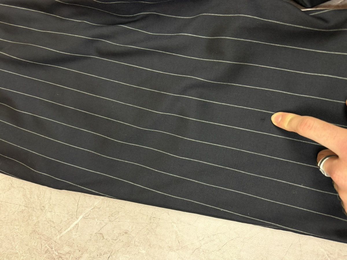 Burberry Burberry Pinstripe Pants Black Navy Wool Pleated Plaid Trim Size US 36 / EU 52 - 6 Thumbnail