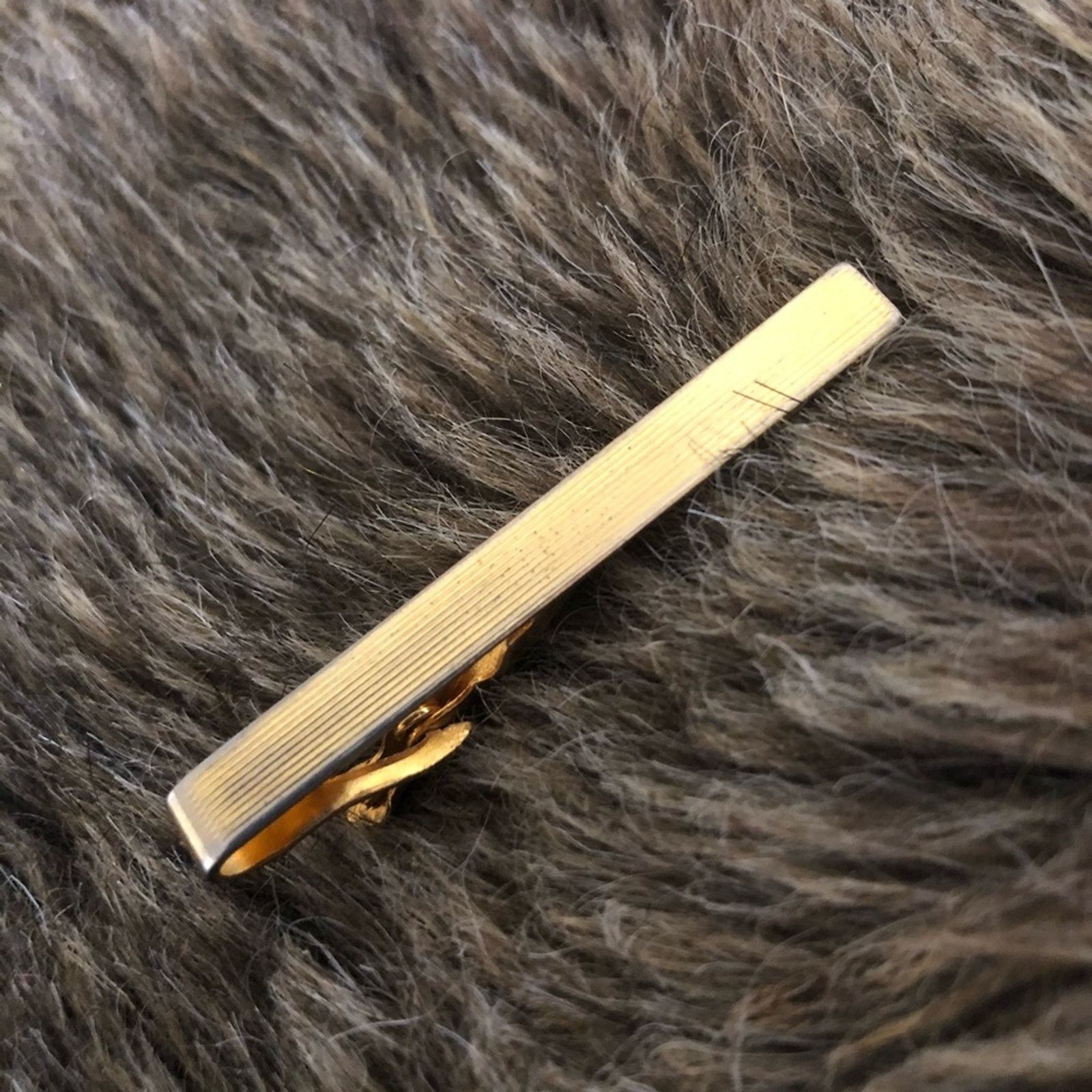 Vintage Vintage men’s textured gold plated tie bar clip Size ONE SIZE - 1 Thumbnail