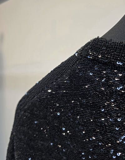 Tom Ford o1sm1stk0725 Pure Silk Sequin Crewneck Knit T-Shirt in Black Size US XL / EU 56 / 4 - 3 Thumbnail