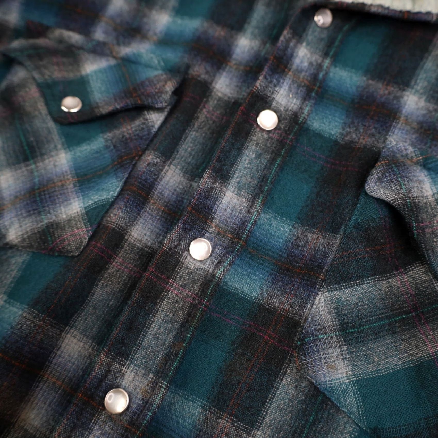 Pendleton VINTAGE Pendleton High Grade Western Wear Shadow Plaid Pearl Snap Wool Shirt Mens XL Blue Size US XL / EU 56 / 4 - 5 Thumbnail