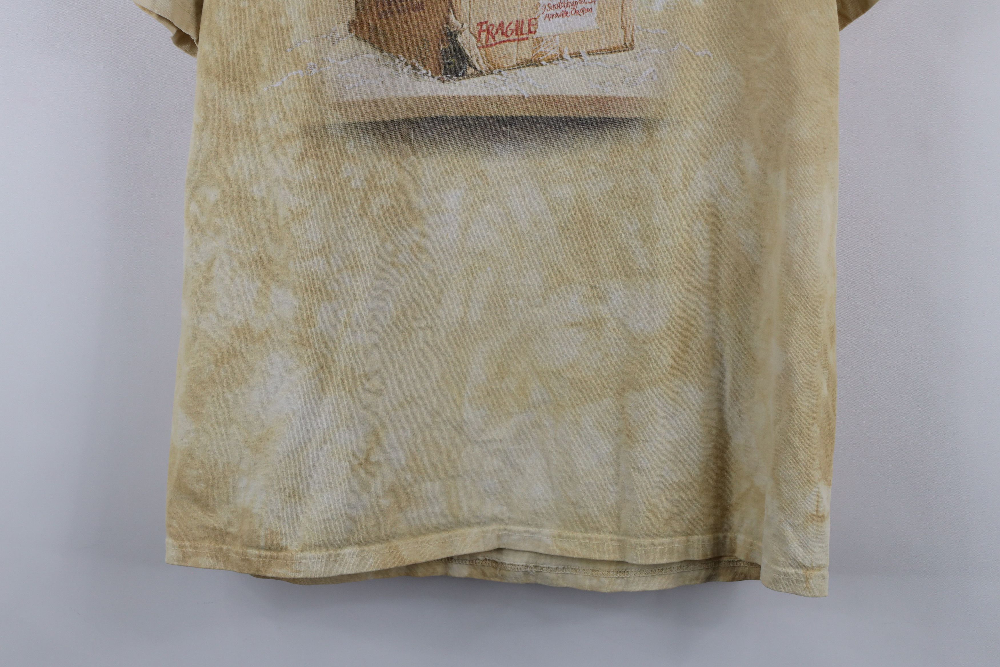 Vintage Vintage 90s Streetwear Kitten Acid Wash T-Shirt Beige Size M / US 6-8 / IT 42-44 - 3 Thumbnail