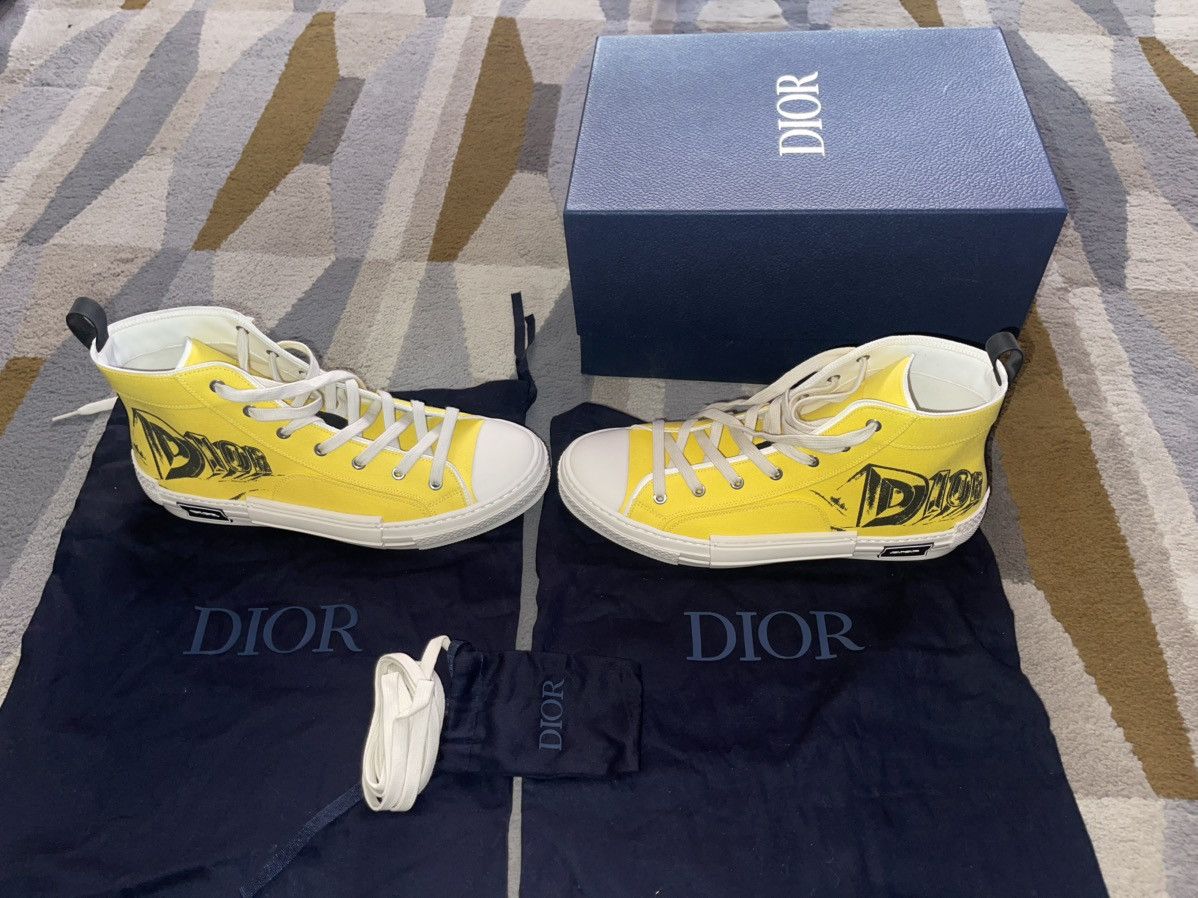 Dior Dior B23 High Top Yellow Astero-Dior Size US 12 / EU 45 - 14 Thumbnail