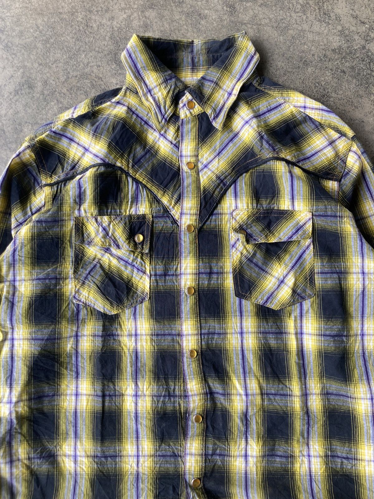 semanticdesign Semantic Design Western Plaid Shirt Snap Button Yellow Check Size US L / EU 52-54 / 3 - 2 Thumbnail