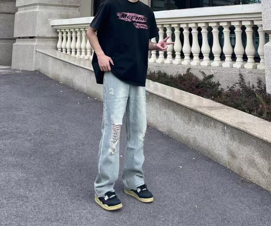 Japanese Brand × Vintage Hip Hop Vintage Washed Micro Flare Ripped Jeans Size 34 Size US 34 / EU 50 - 4 Thumbnail